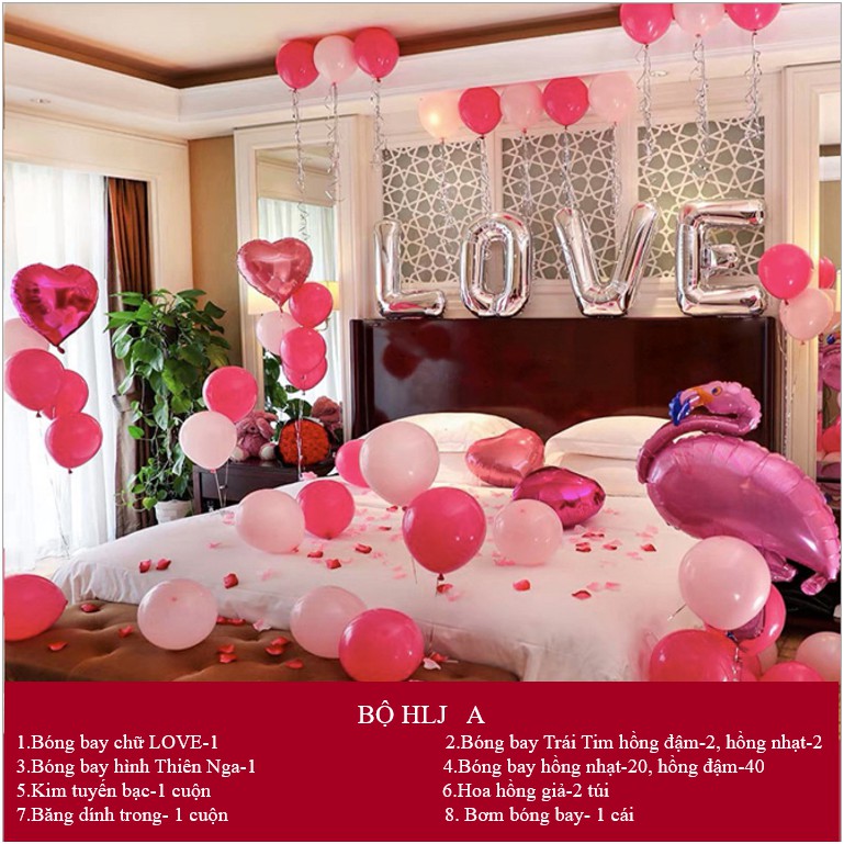 Set bóng bay I LOVE YOU trang trí phòng cưới, dễ làm [CAM KẾT MÀU Y HÌNH]
