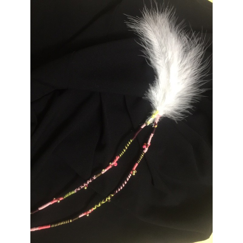 Hairwrap đeo tóc sắc màu bohemian vintage đính kèm lông vũ hạt gỗ
