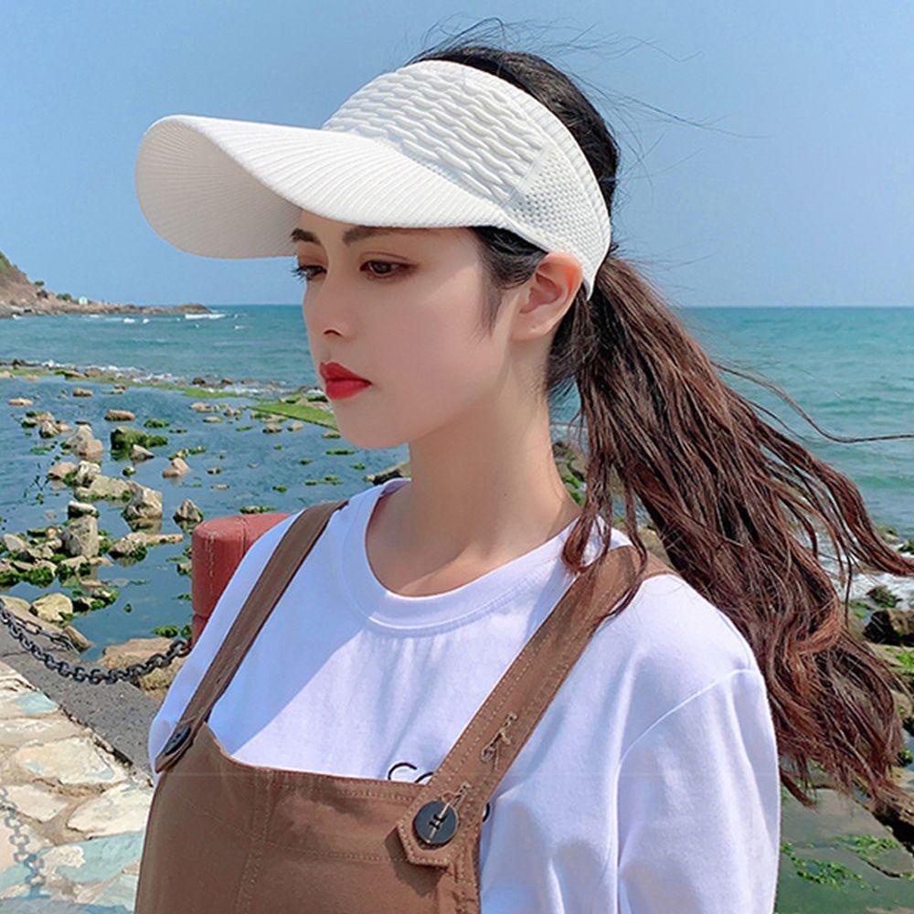 DARNELL Mũ Lưỡi Trai Hở Chóp Bằng Polyester Chống Tia UV Phong Cách Hàn Quốc Độc Đáo Thời Trang Cho Nữ