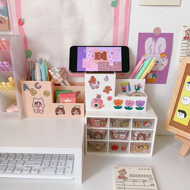 Hộp đựng bút/điện thoại để bàn bằng nhựa nhiều màu sắc đa năng