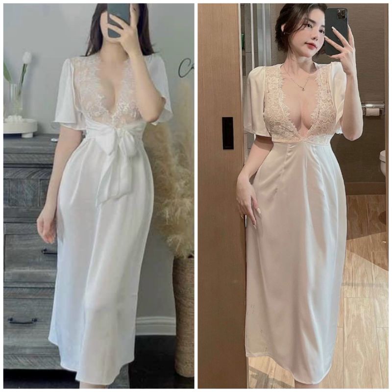 Váy nữ siêu sang mẫu Maxi đầm xuông ôm eo bằng dây thắt lưng