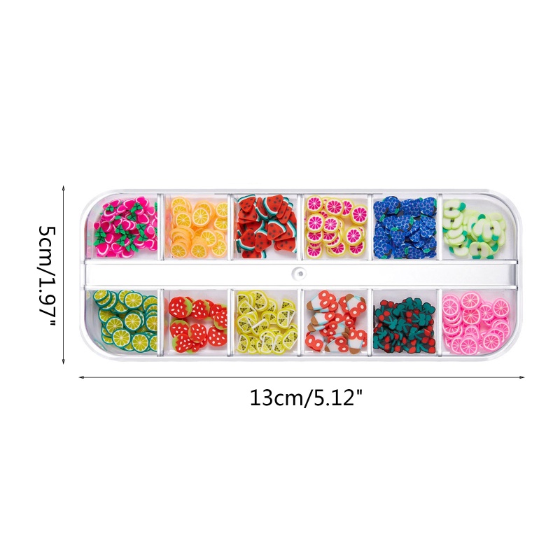 Miếng Đất Sét Mềm Đính Kim Sa Hình Trái Cây Dùng Trang Trí Móng Tay