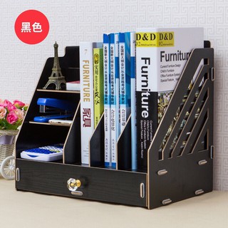 Kệ sách gỗ để bàn thiết kế dạng đứng có ngăn kéo