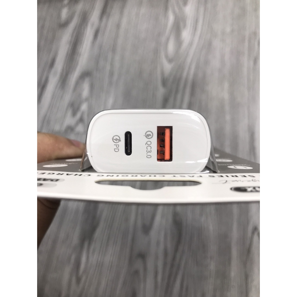 Aki shop Bộ sạc nhanh PD 18w cho iphone củ sạc nhanh PD QC3.0 18W REMAX RPU37 decor