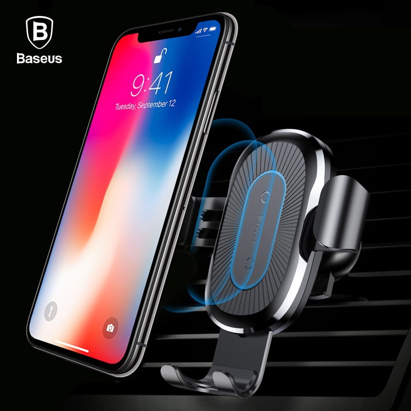 Giá đỡ điện thoại kiêm sạc nhanh không dây dùng trên xe hơi Chuẩn QI Baseus Wireless Charger Gravity Car Mount | BigBuy360 - bigbuy360.vn