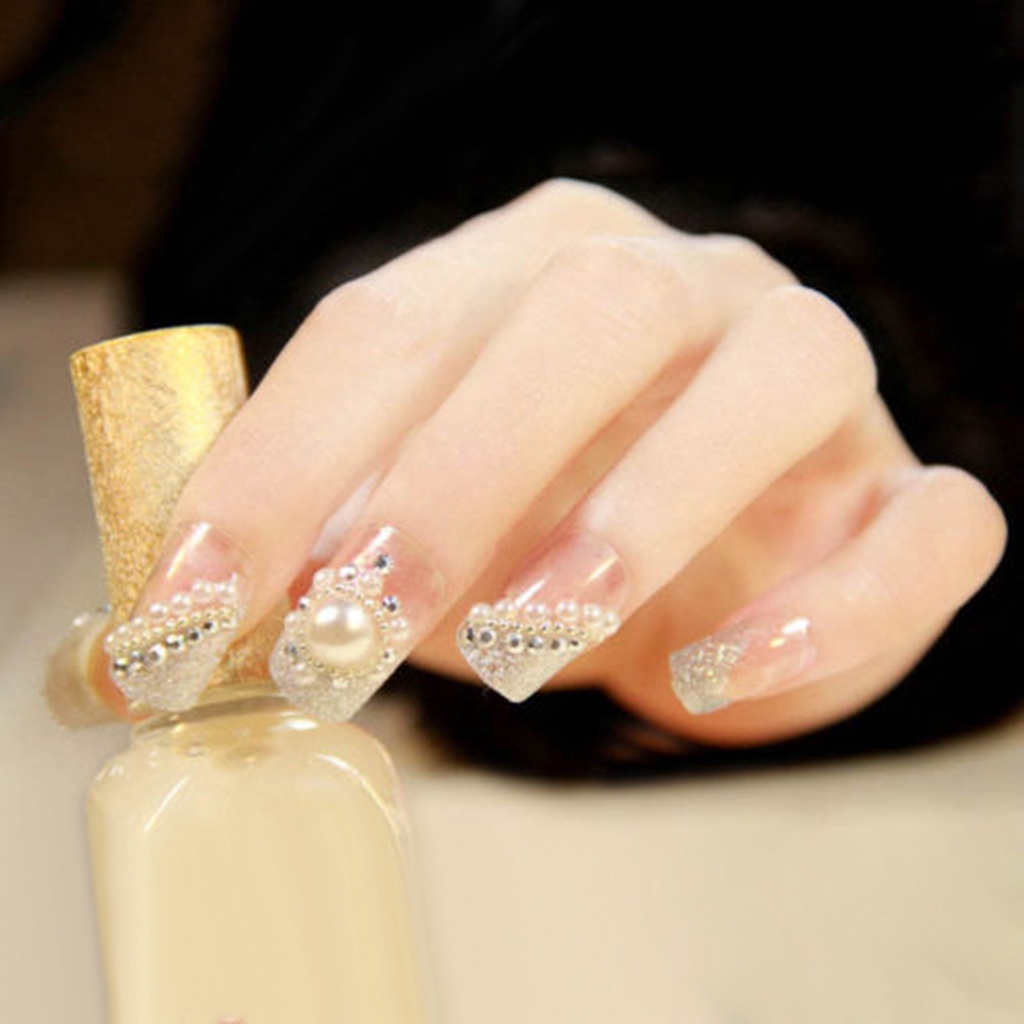 [Hàng mới về] Hộp hạt ngọc trai giả đính móng trang trí nghệ thuật 3 kích thước