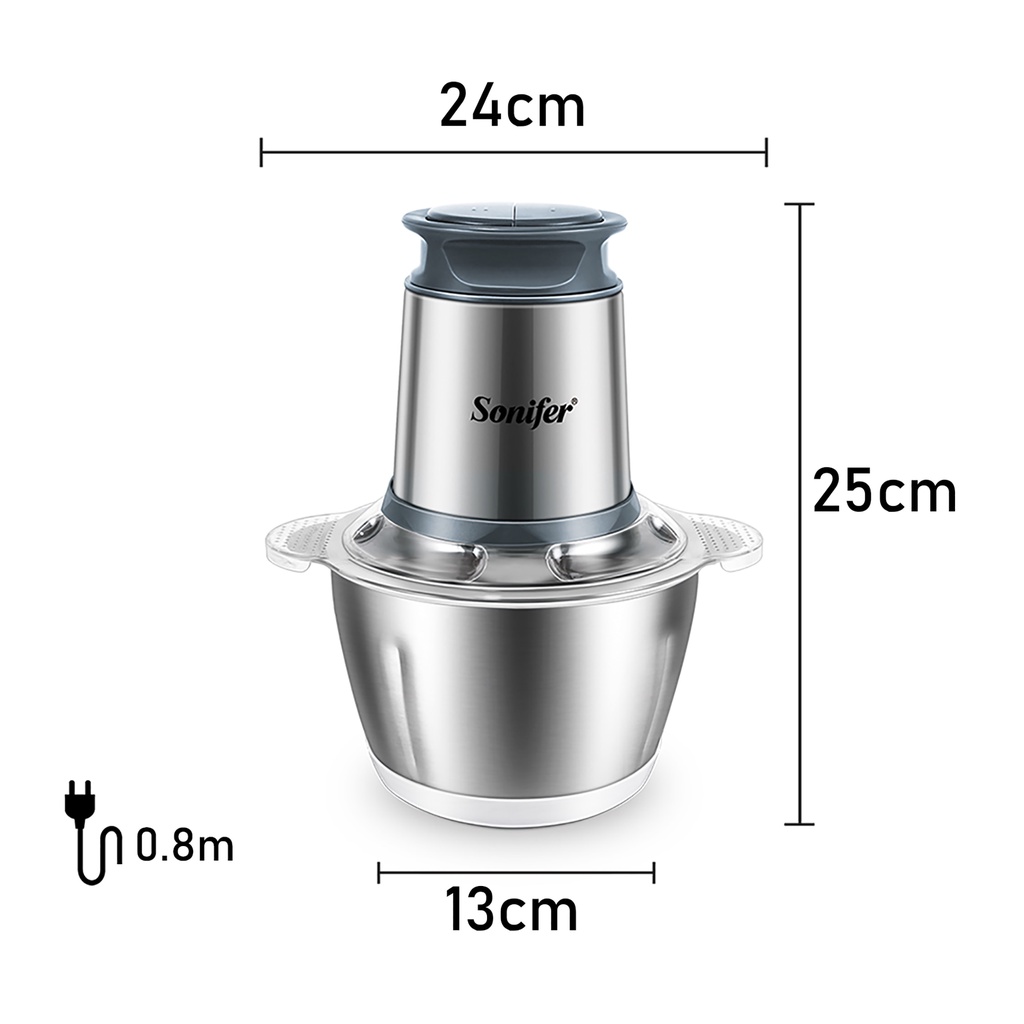 Sonifer SF-8058 Máy Xay Thịt Đa Năng Cối 1.8L Inox 304, Say Sinh Tố, Thịt, Cá, Rau Củ Hoa Quả