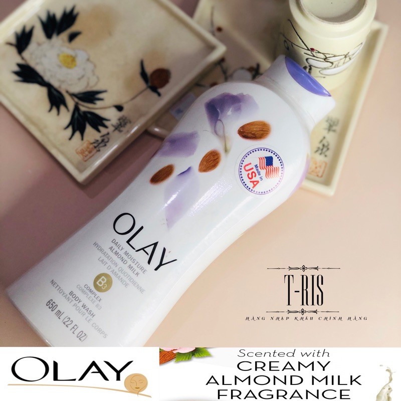 [USA][650ml-Mẫu mới] Sữa tắm Olay Almond Milk ( Sữa Hạnh Nhân) - Nhập khẩu CHÍNH HÃNG MỸ