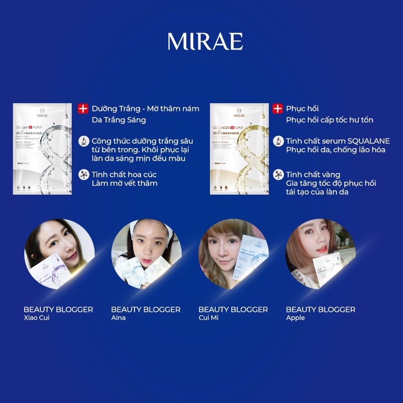 [Mã QUYEMI giảm 20k] Mặt nạ Mirae EX 8 phút hôp 5 miếng các loại, mask dưỡng da cao cấp công nghệ mớinhất