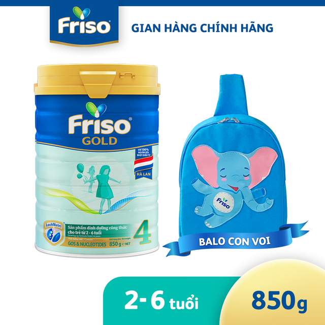Sữa Bột Friso Gold 4 850g/lon Mẫu mới(Dành Cho Trẻ Từ 2 – 6 Tuổi)