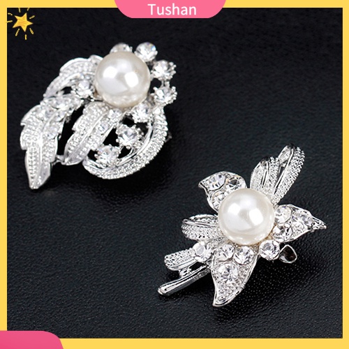 Trâm Cài Áo Hình Hoa Đính Đá &amp; Ngọc Trai Giả 12 Cái