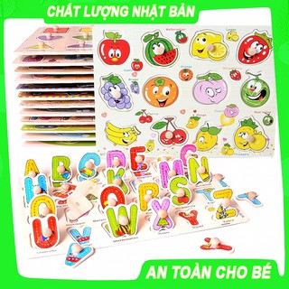 Bảng ghép hình gỗ có núm gỗ phát triển tư duy cho bé