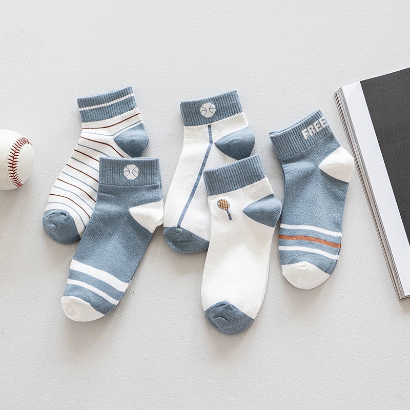 TIAN TIAN T031 Vớ tất nam bóng đá cotton miệng nông màu xanh dương