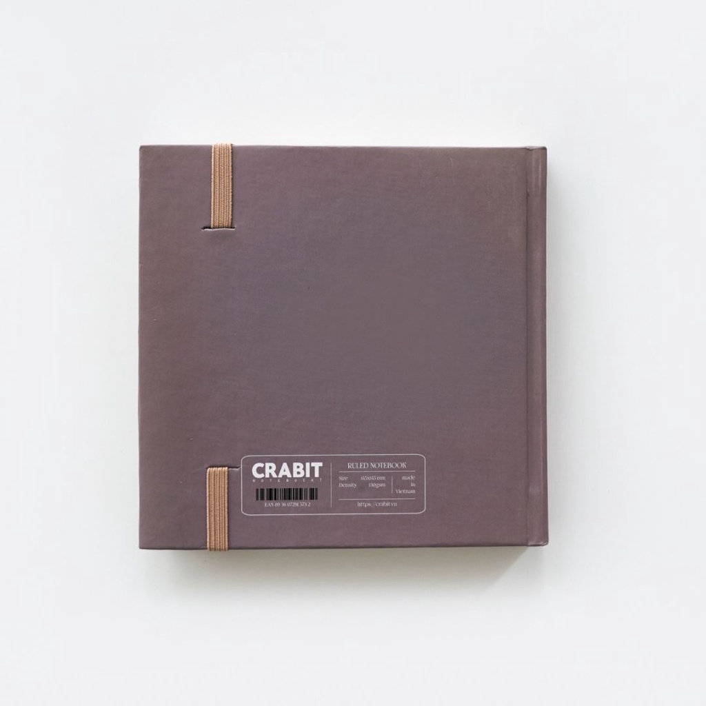 Sổ kẻ ngang hình vuông rule 130gsm Crabit 144 trang Nâu xám