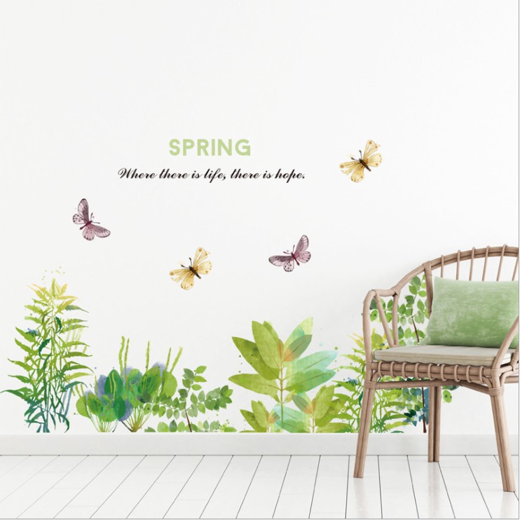 Decal dán tường trang trí - CHỮ TIẾNG ANH CÂY VÀ trang trí - CHỮ TIẾNG ANH CÂY VÀ BƯỚM MÙA XUÂN