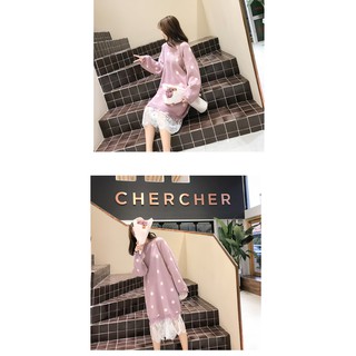 Váy len chấm bi dáng rộng