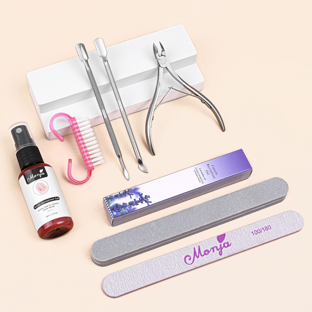Set 8 dụng cụ chăm sóc móng tay móng chân MONJA DIY chuyên nghiệp đầy đủ tiện lợi