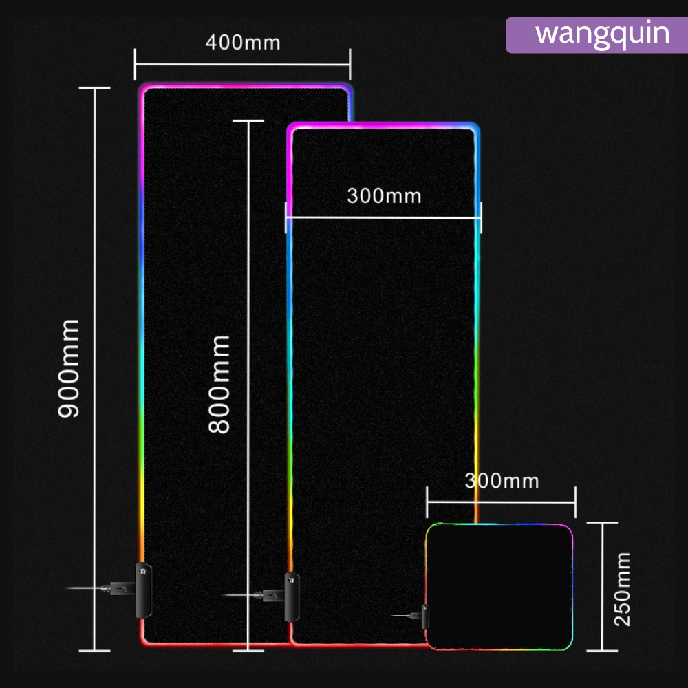 Sẵn VN - Thảm Lót chuột LED RGB chống nước cực đẹp Lót bàn phím đủ màu cỡ lớn bền Siêu Dày 3mm chuyên game 80x30 90x40