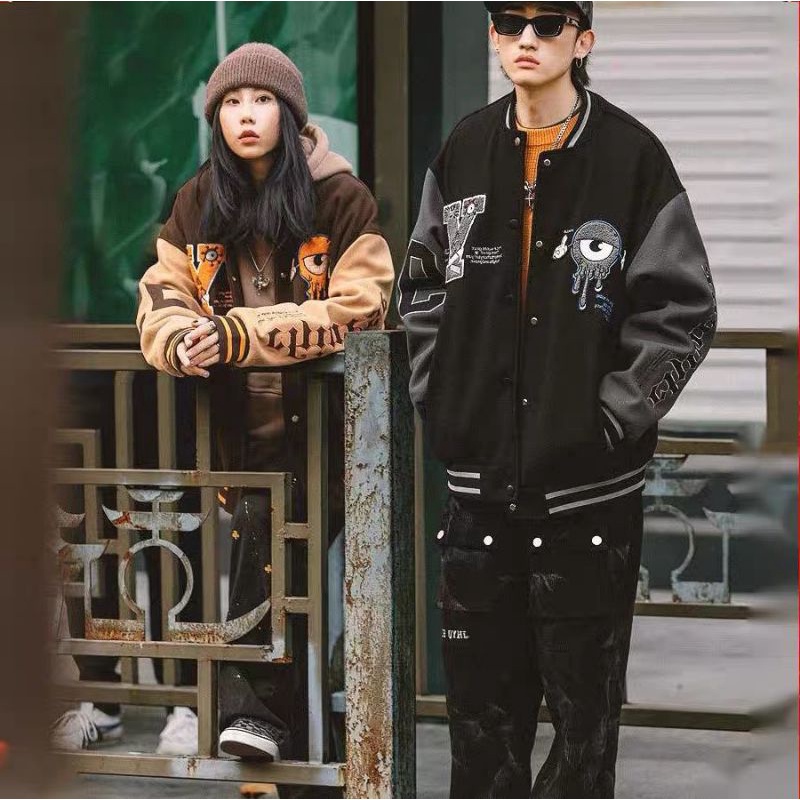 Áo Bomber  họa tiết thêu xù 2 lớp