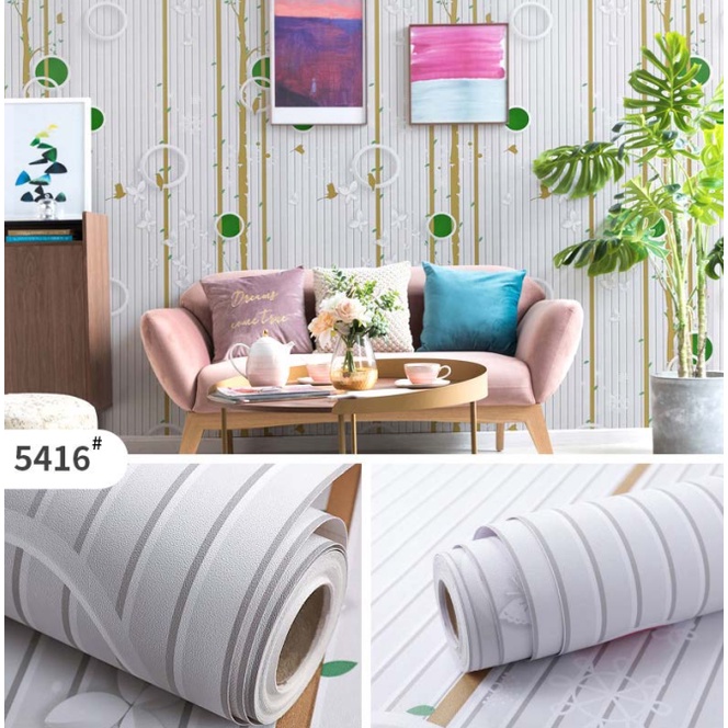 Decal giấy dán tường CHIM NON CÂY XANH LÁ khổ 45cm keo sẵn
