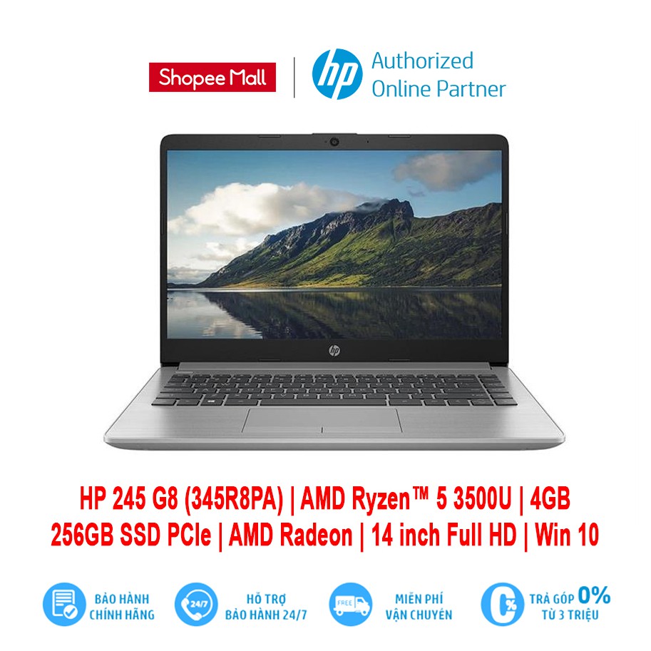 LapTop HP 245 G8 345R8PA | AMD Ryzen 5 3500U | 4GB | 256GB SSD PCIe | AMD Radeon Graphics | 14 inch Full HD | Win 10