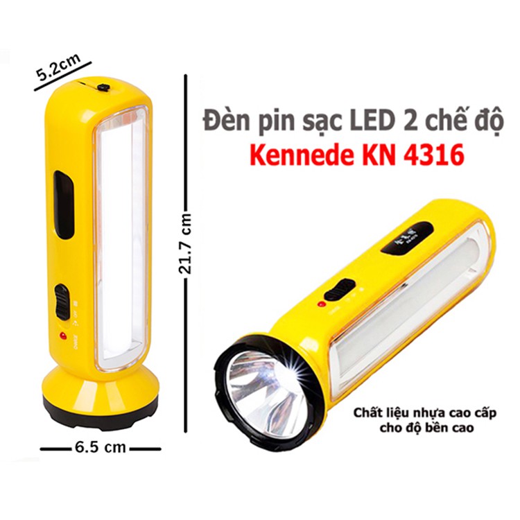 ĐÈN PIN SẠC 2 CHẾ ĐỘ 4316 KENNEDE (loại lớn)
