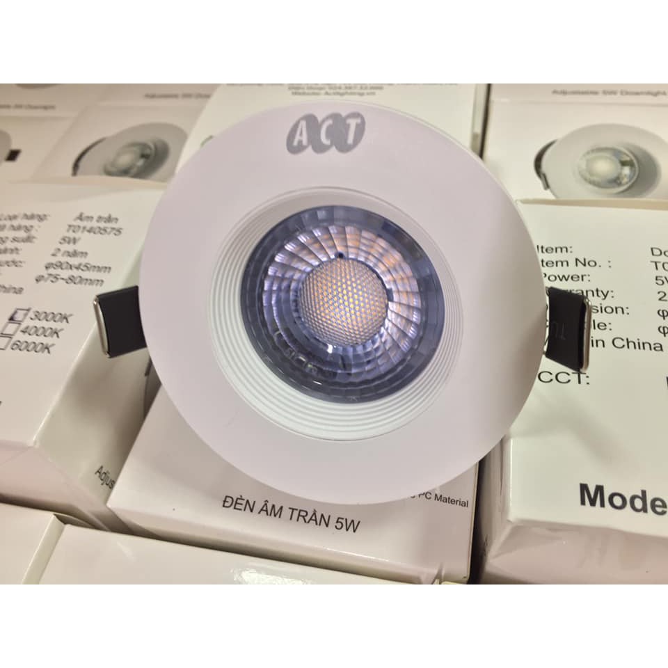 Đèn âm trần 5w lỗ khoét 76mm BH 2 Năm