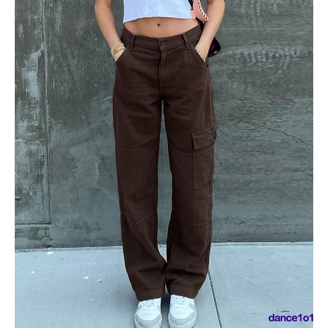 Quần denim lưng cao phối túi thời trang cho nữ