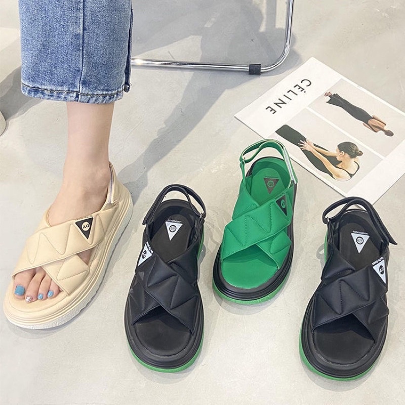 (ORDER) SANDAL Quai Chéo Gót cài khuy đế bánh mỳ