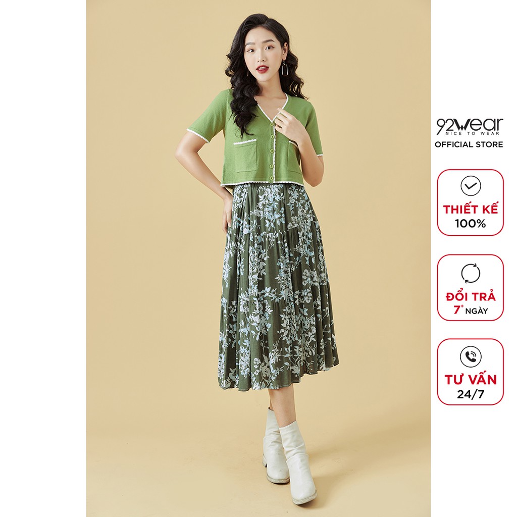 [Mã WABRH11 giảm 10% đơn 99K] Áo len nữ mỏng cổ tim 92WEAR ngắn tay túi 2 bên, thiết kế trẻ trung, hiện đại ALA0062 | BigBuy360 - bigbuy360.vn