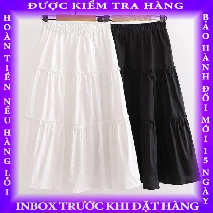 Chân váy ZINTI dài qua gối 2 màu đen trắng phong cách ulzzang CV02 buivanh