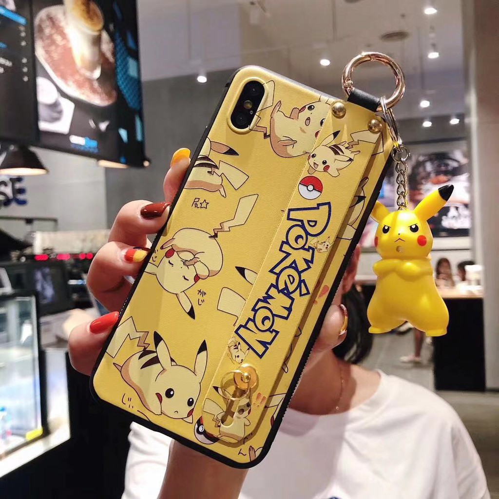 OPPO A57 A39 A73 A75 A79 F5 A7X F9 Dễ thương Pikachu Dây đeo cổ tay thả điện thoại di động