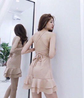 VÁY NUDE CUT-OUT ĐAN DÂY LƯNG