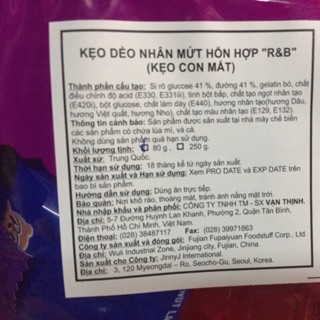 (HSD:T4/2023) Kẹo dẻo nhân mứt hỗn hợp R&B ( kẹo con mắt)