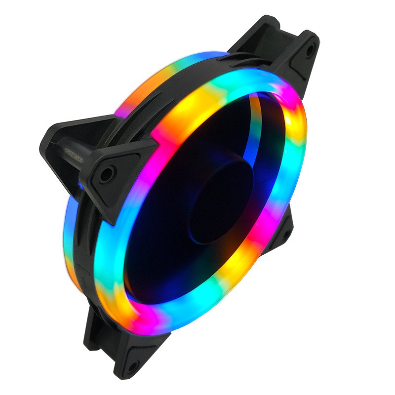 Quạt Tản Nhiệt cho Case - Fan case led RBG Rainbow 12cm - Coolmoon - Kèm ốc gắn fan