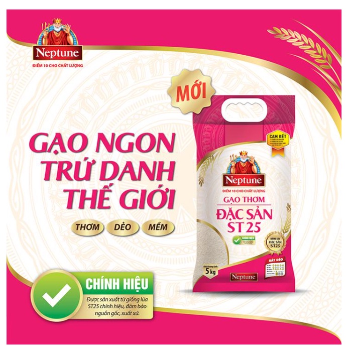 Gạo Thơm Đặc Sản Neptune ST25 5Kg/túi