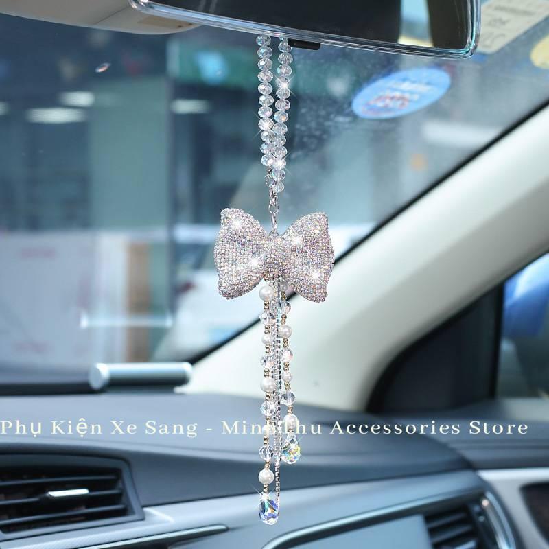 Sang Trọng Phụ Kiện Trang Trí Gương Chiếu Hậu Xe Hơi Đính Nơ Pha Lê Cao Cấp