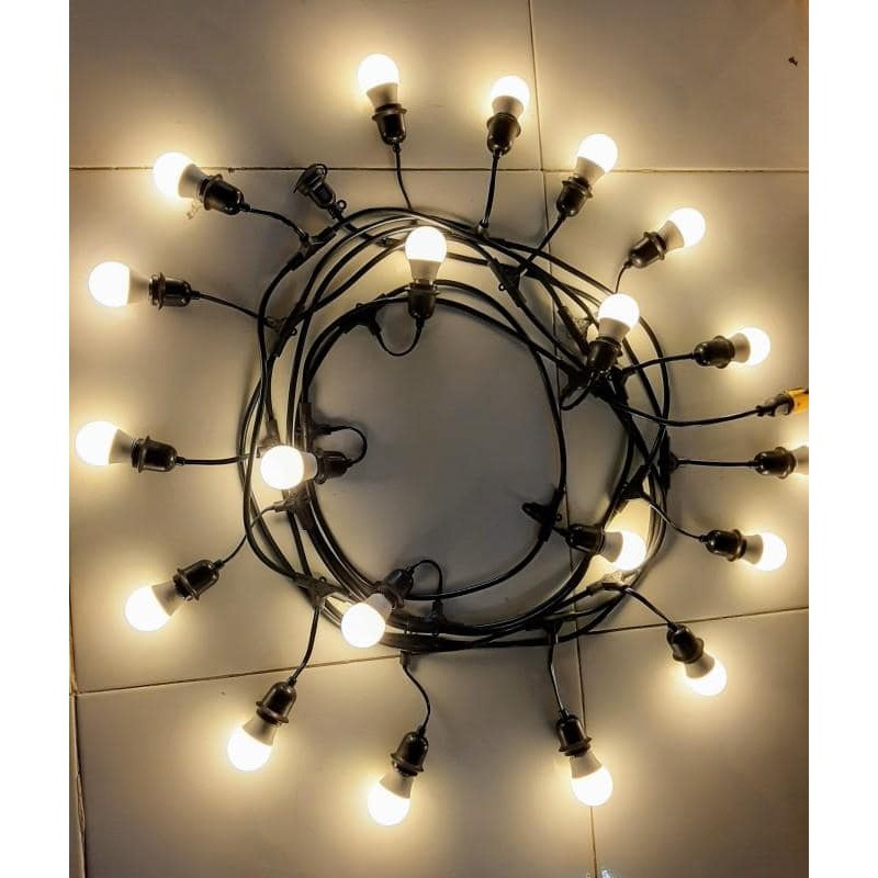 ⚡️Bộ dây treo kín nước dài 10m 15 đuôi đèn e27 trang trí chiếu sáng ngoài trời⚡️