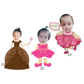Combo 3 chibi thiết kế bé gái trang trí sinh nhật