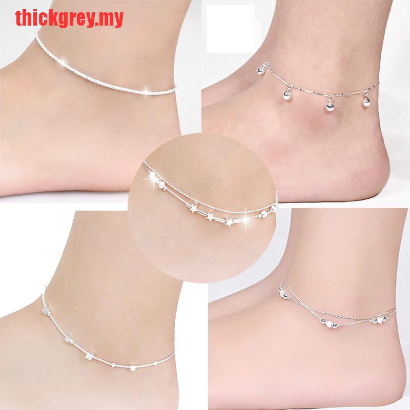 Lắc Chân Mạ Bạc 925 Đính Khối Lập Phương Xinh Xắn | BigBuy360 - bigbuy360.vn