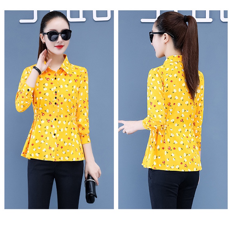 Áo Sơ Mi Chiffon Tay Dài Dáng Ôm In Họa Tiết Hoa Thời Trang Hàn Quốc Hàng Mới Cho Nữ 2022