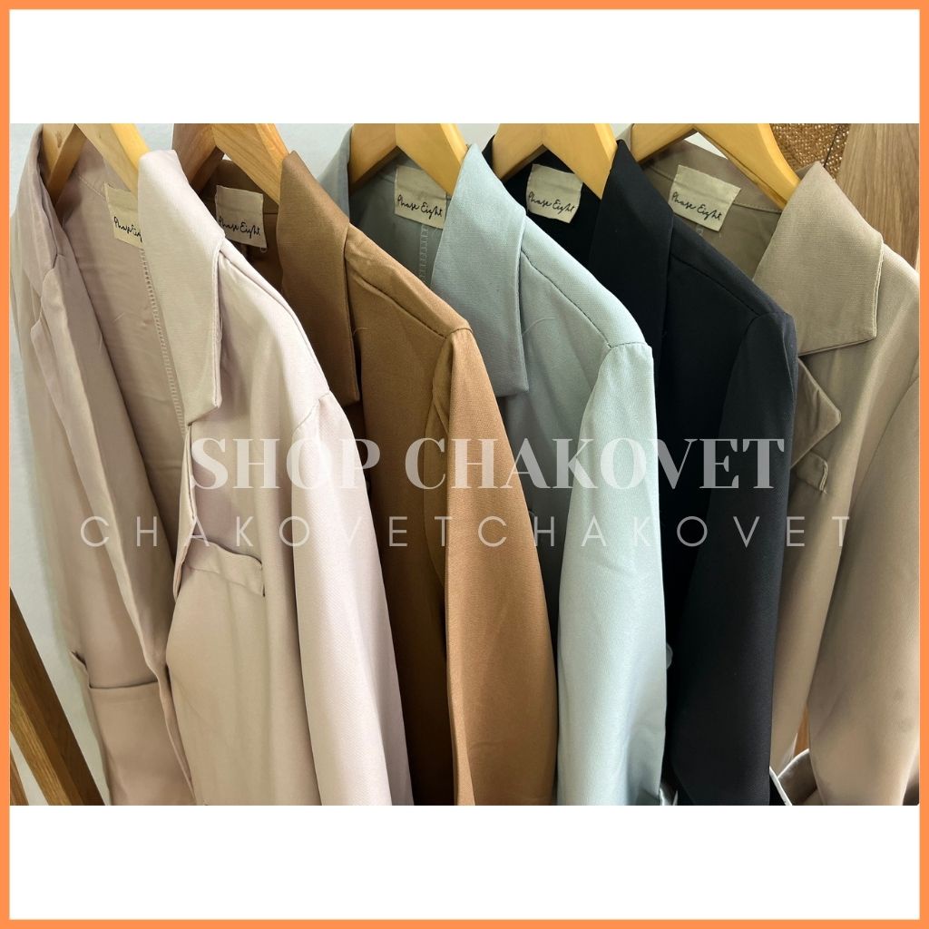 Áo blazer nữ khoác ngoài A8238 kiểu áo tay lỡ 1 lớp  dáng suông rộng thích hợp mùa xuân hè - CHAKOVET