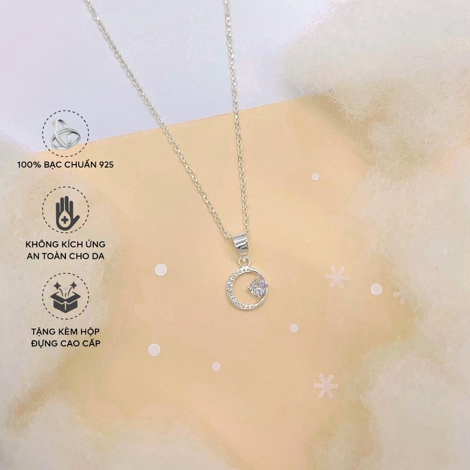 Dây Chuyền Bạc Blue Peach Diamond In Circle DC667