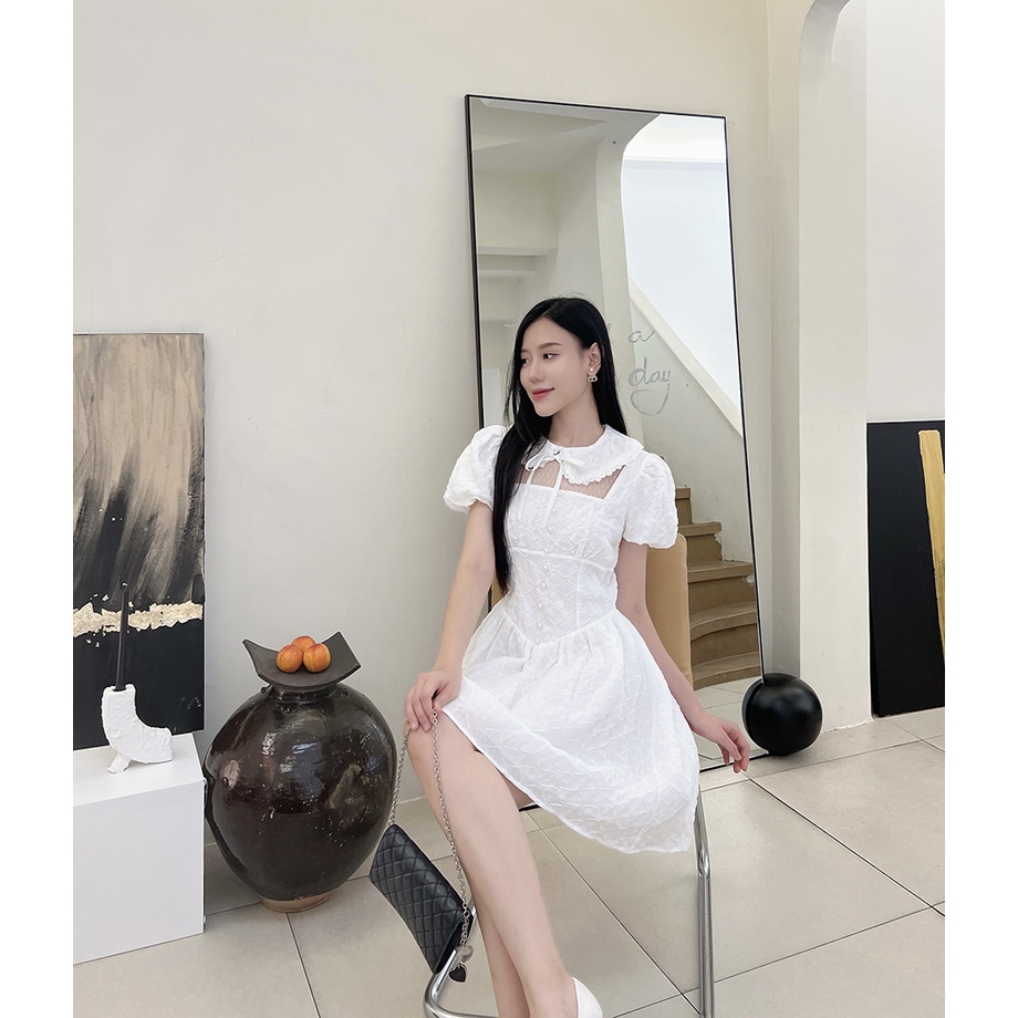 BBSTORE'S Đầm Xòe Cổ Sen Tay Phồng Dự Tiệc -D1113