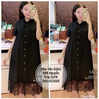 Váy sơ mi bầu đẹp lụa 40-63kg - mẹ bầu thêm xinh