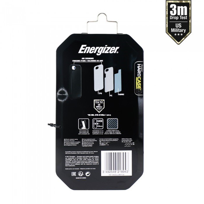 Ốp lưng Energizer carbon chống sốc 3m cho iPhone 6/6s/7/8 - ENCOUL3MIP7CB