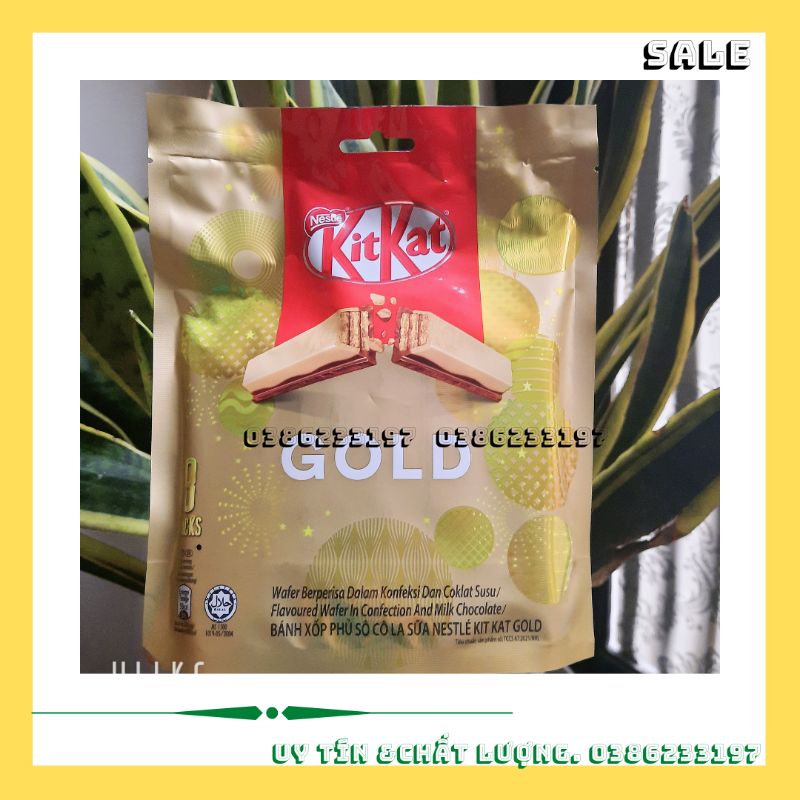 Bánh xốp phủ Socola kitkat Gold _gói 136g ( 8thanh × 17 g)