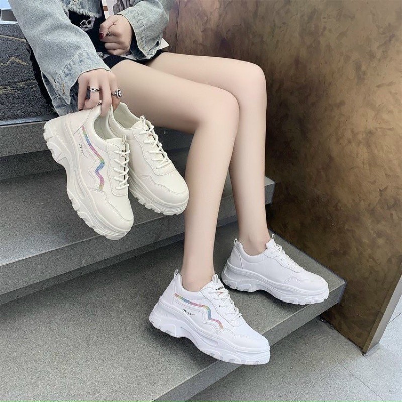 (freeship)giày thê thao sneaker nữ đế sóng sườn nhũ 7 màu