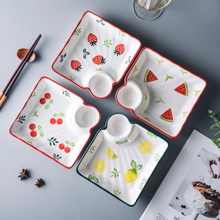 ĐĨA SỨ KÈM KHAY CHẤM | ĐĨA ĂN PHỞ CUỐN | ĐĨA HOA QUẢ KÈM KHAY CHẤM | ĐĨA SỨ CÓ KHAY CHẤM | Shop Chị Cám
