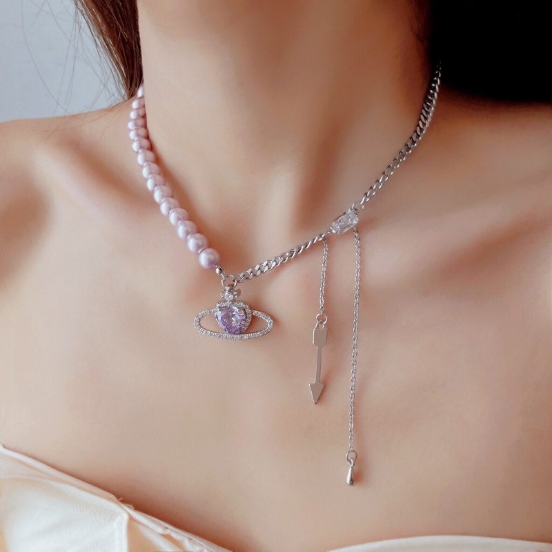 [Siêu Đẹp] Choker Vòng Cổ Hàn Quốc Mặt Địa Cầu Đính Đá Màu Tím Cao Cấp Mainia Shop
